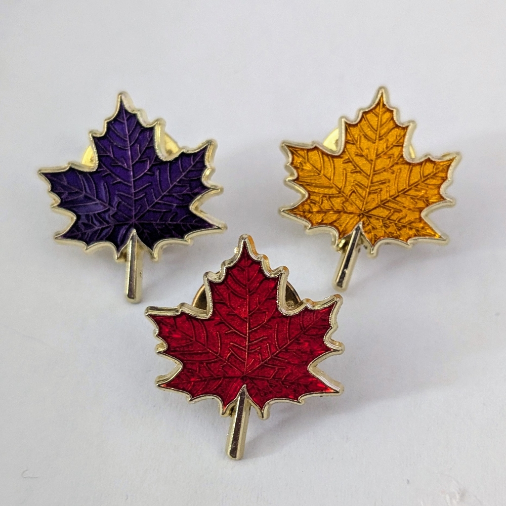 Maple Leaf Brooch Set - Red, Purple, Gold